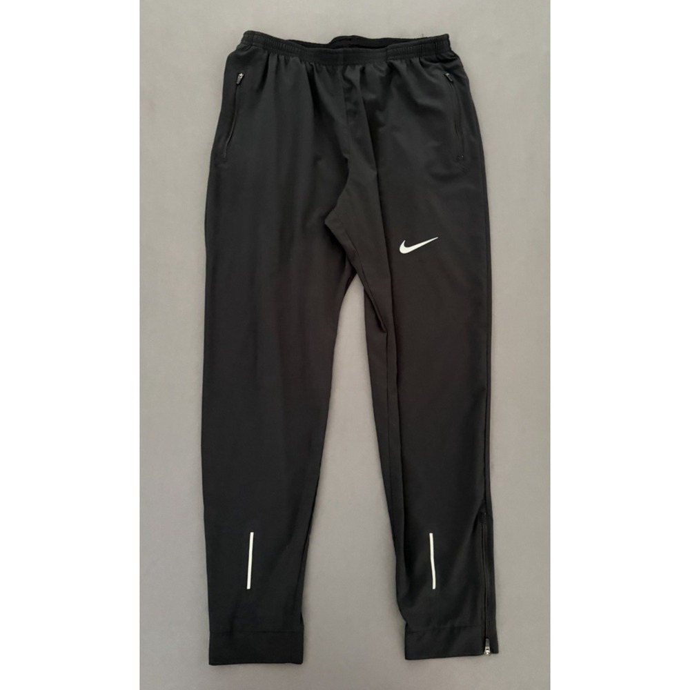 Nike Running Pants Mens Size Large Black Running Training Reflective Zip Ankles